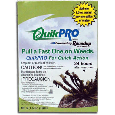 ROUNDUP QUICKPRO HERBICIDE 5 X 1.5oz Packs - Makes 5 Gals. - Click Image to Close