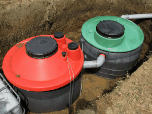 newer style septic tank and drain field
