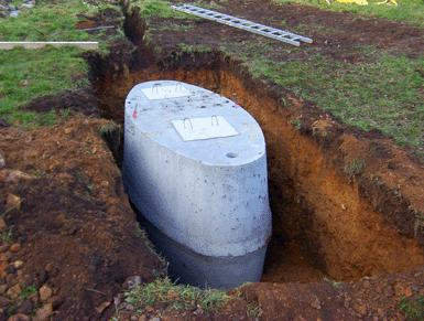 septic tank setting in the gorund